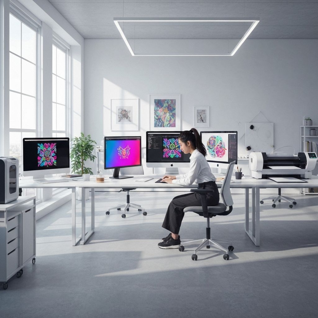 Design studio with templates and creative workspace