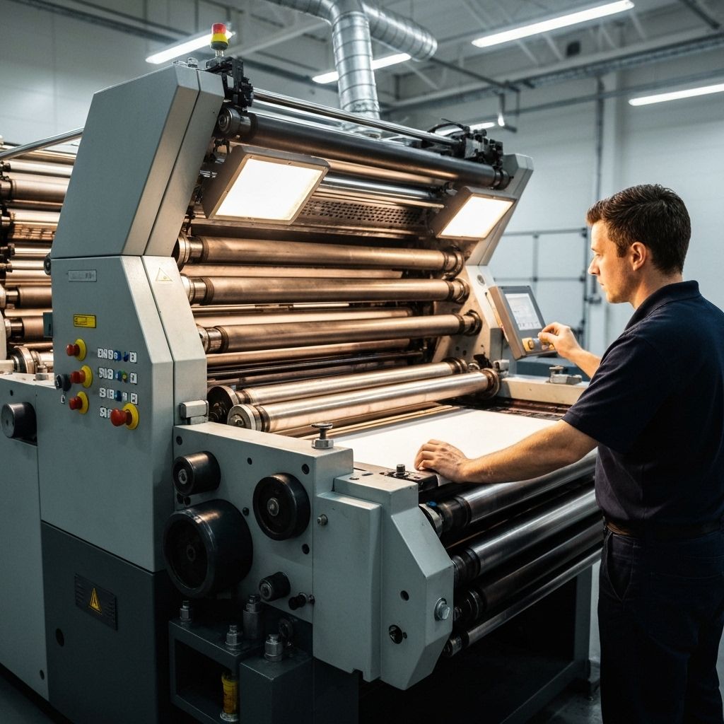 Modern printing press in action